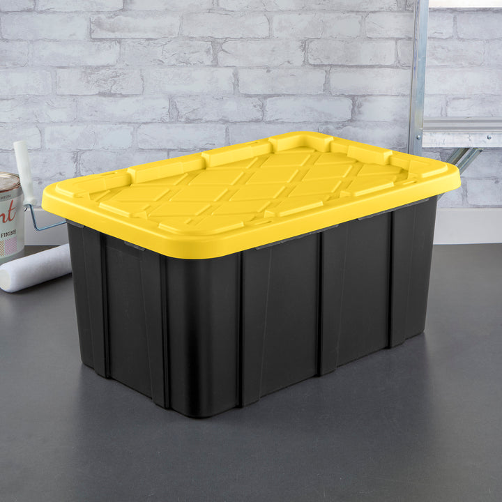 Sterilite 17 Gallon Industrial Stackable Storage Tote Lidded Containers, 18 Pack