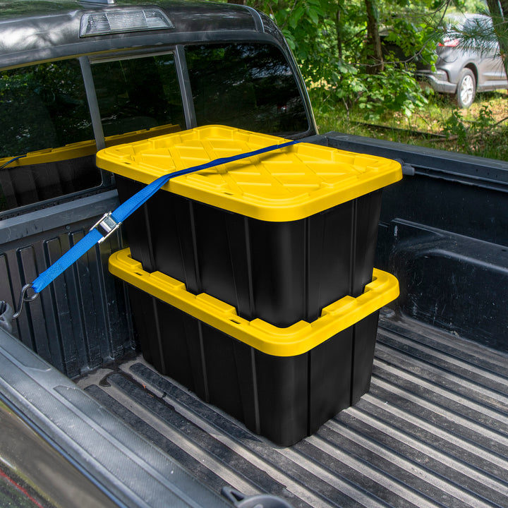 Sterilite 17 Gallon Industrial Stackable Storage Tote Lidded Containers, 12 Pack
