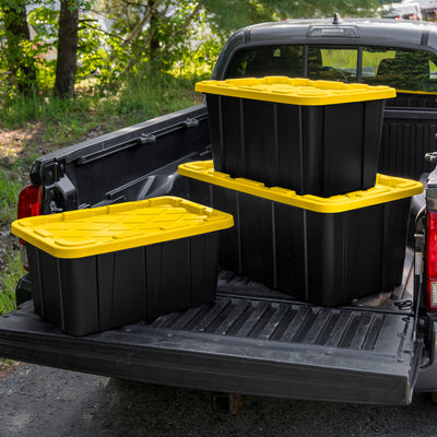 Sterilite 17 Gallon Industrial Stackable Storage Tote Lidded Containers, 6 Pack