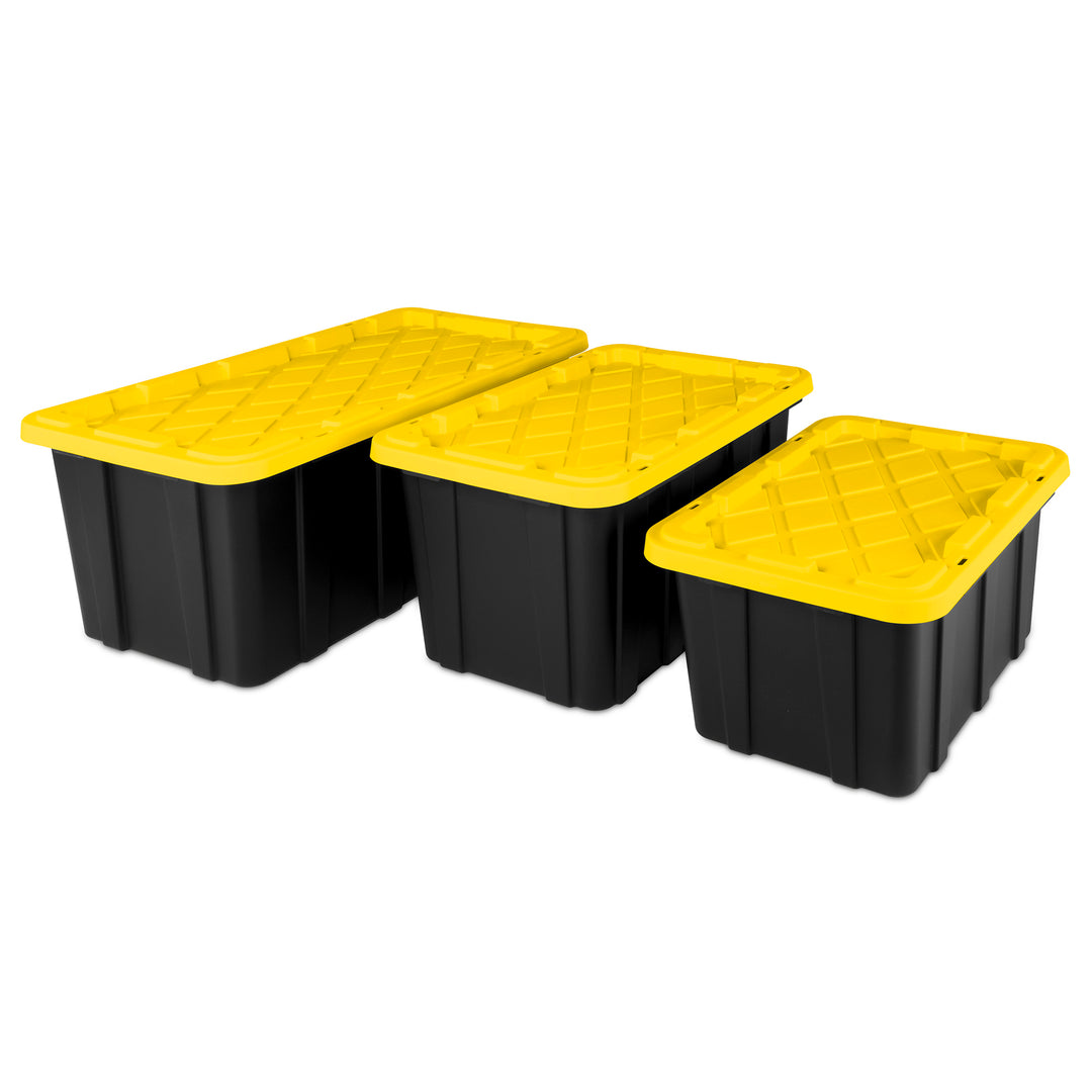Sterilite 17 Gallon Industrial Stackable Storage Tote Lidded Containers, 12 Pack