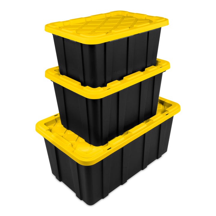 Sterilite 17 Gallon Industrial Stackable Storage Tote Lidded Containers, 12 Pack
