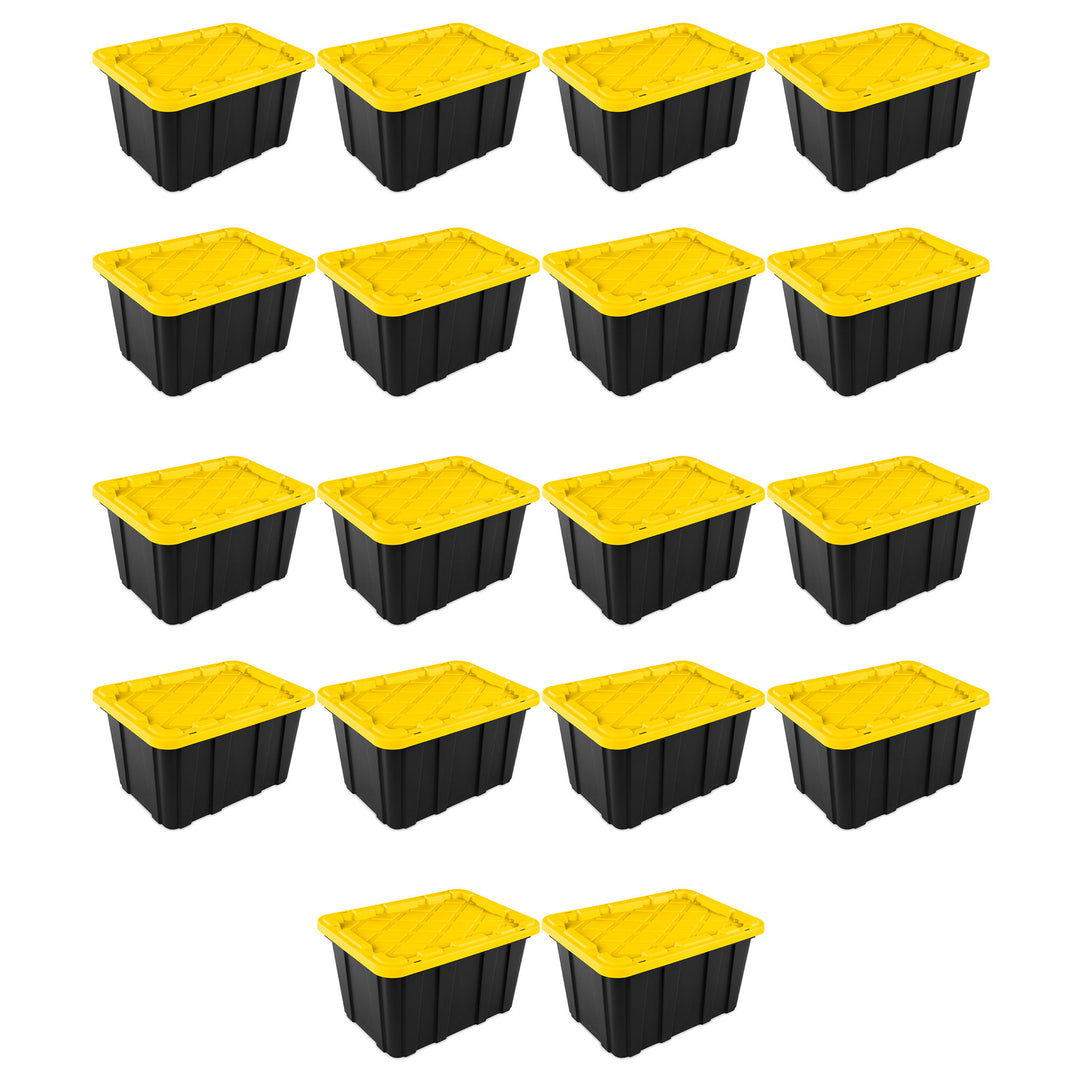 Sterilite 27 Gallon Industrial Stackable Storage Tote Lidded Containers, 18 Pack