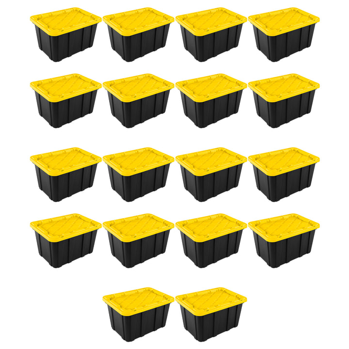 Sterilite 27 Gallon Industrial Stackable Storage Tote Lidded Containers, 18 Pack