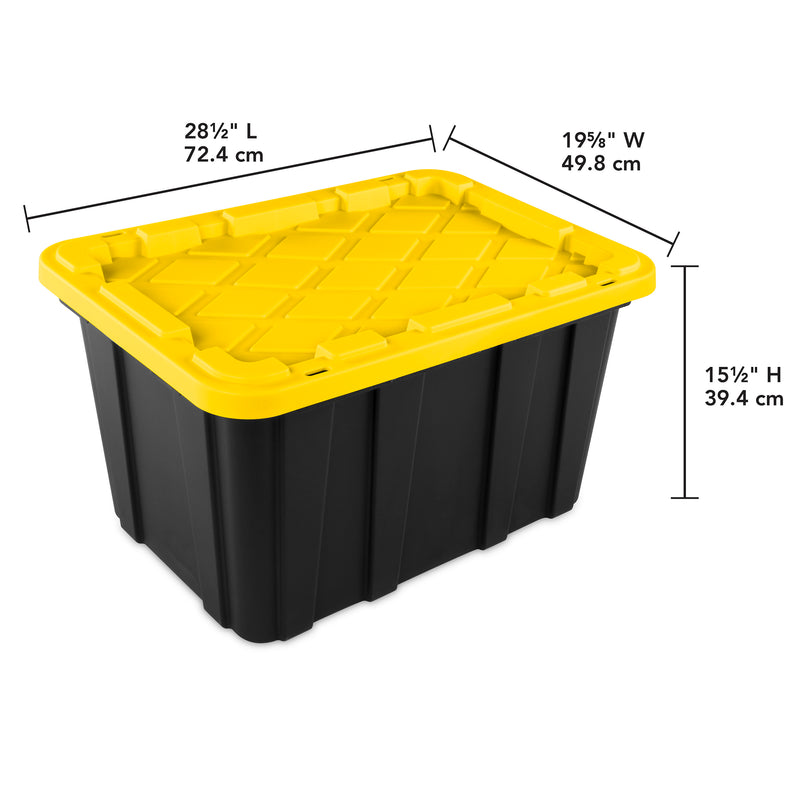 Sterilite 27 Gallon Industrial Stackable Storage Tote Lidded Containers, 6 Pack