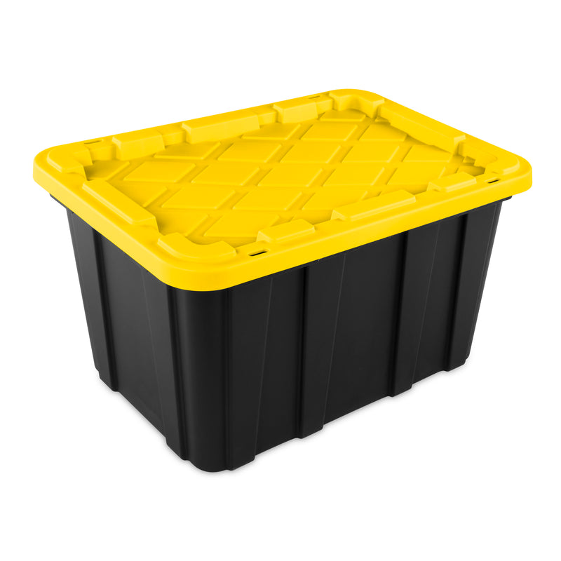 Sterilite 27 Gallon Industrial Stackable Storage Tote Lidded Containers, 6 Pack