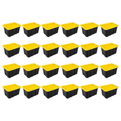 Sterilite 27 Gallon Industrial Stackable Storage Tote Lidded Containers, 24 Pack - VMInnovations