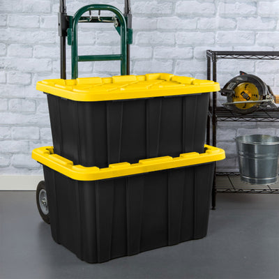 Sterilite 27 Gallon Industrial Stackable Storage Tote Lidded Containers, 24 Pack