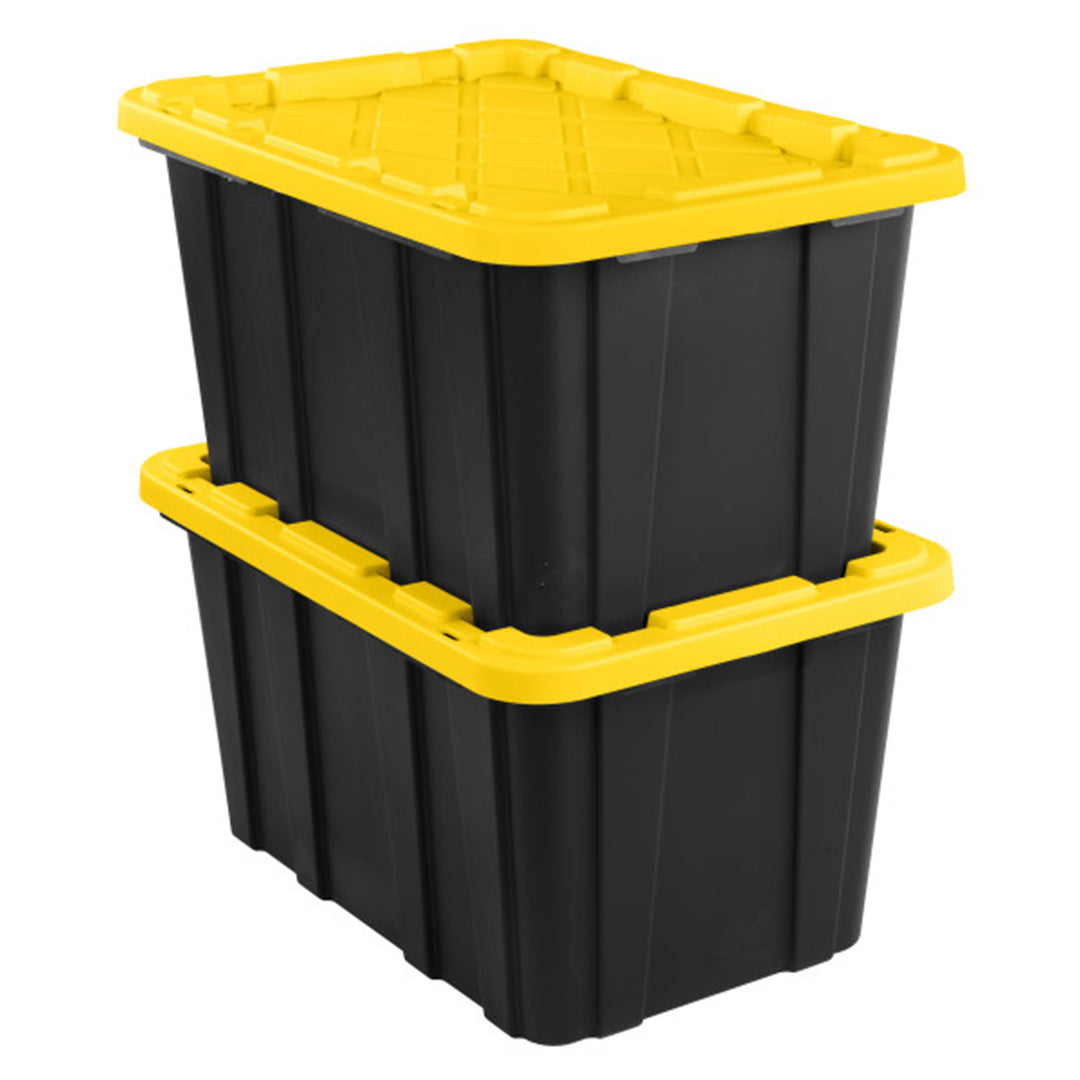 Sterilite 27 Gallon Industrial Stackable Storage Tote Lidded Containers, 24 Pack