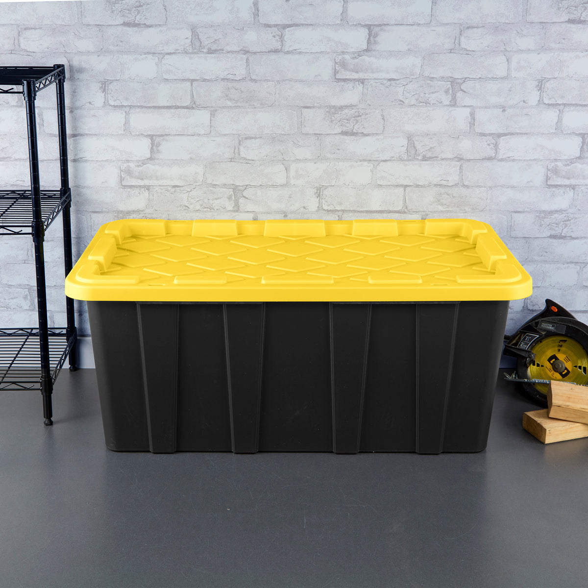 Sterilite 38 Gallon Industrial Stackable Storage Tote Lidded Containers, 12 Pack