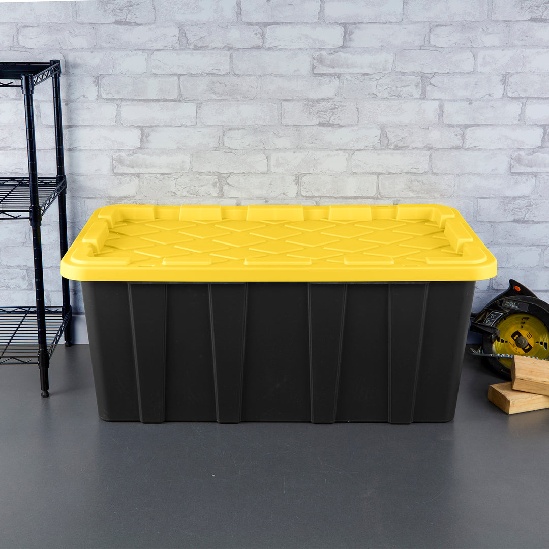 Sterilite 38 Gallon Industrial Stackable Storage Tote Lidded Containers, 16 Pack