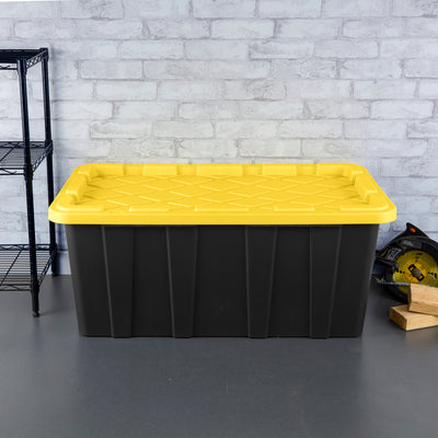 Sterilite 38 Gallon Industrial Stackable Storage Tote Lidded Containers, 16 Pack