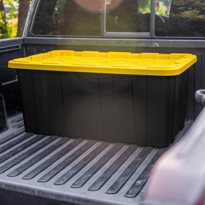 Sterilite 38 Gallon Industrial Stackable Storage Tote Lidded Containers, 12 Pack