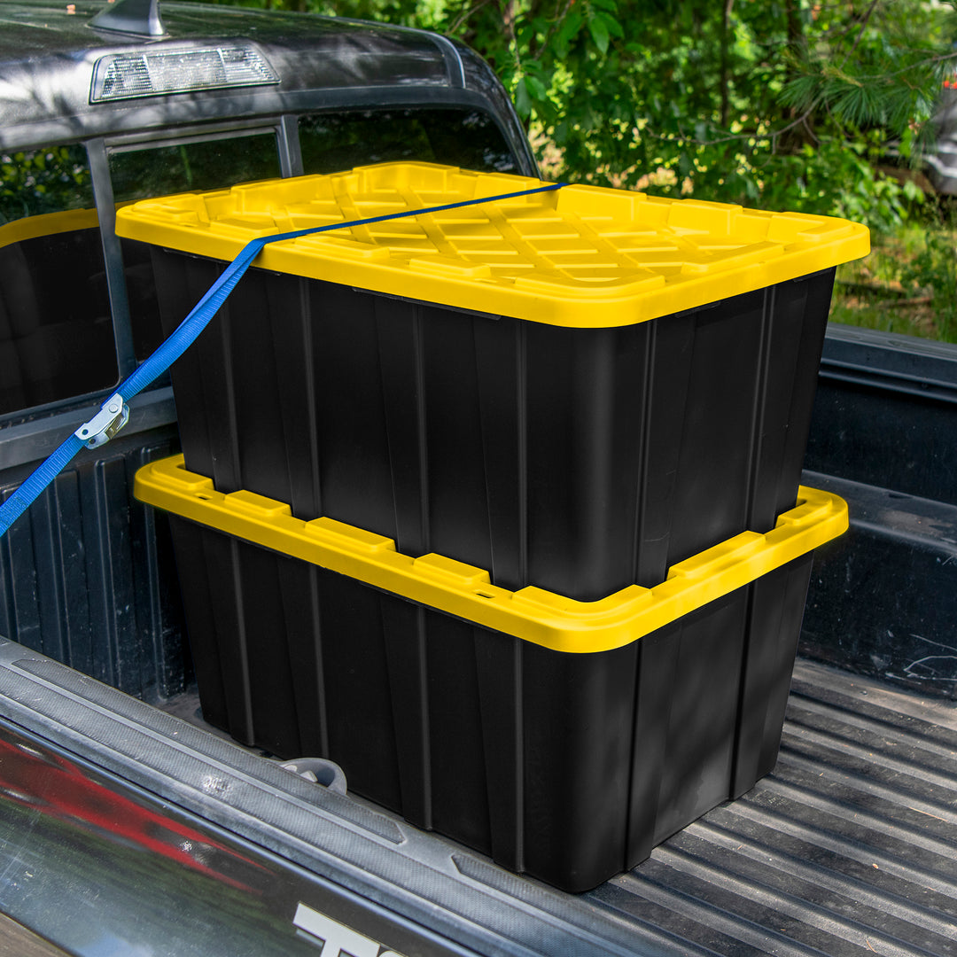 Sterilite 38 Gallon Industrial Stackable Storage Tote Lidded Containers, 12 Pack