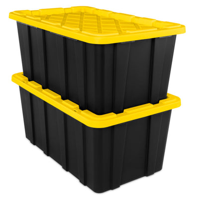 Sterilite 38 Gallon Industrial Stackable Storage Tote Lidded Containers, 8 Pack