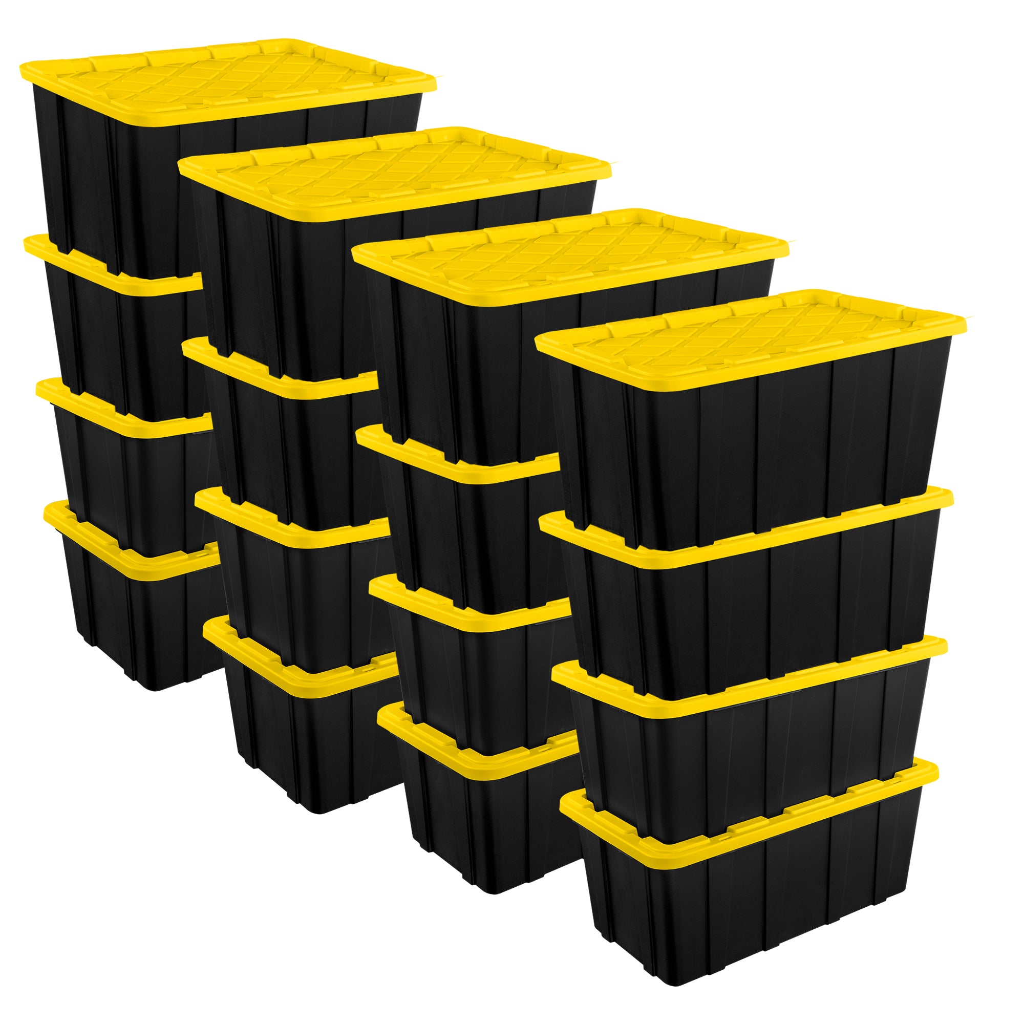 Sterilite 38 Gallon Industrial Stackable Storage Tote Lidded Containers, 16 Pack - VMInnovations