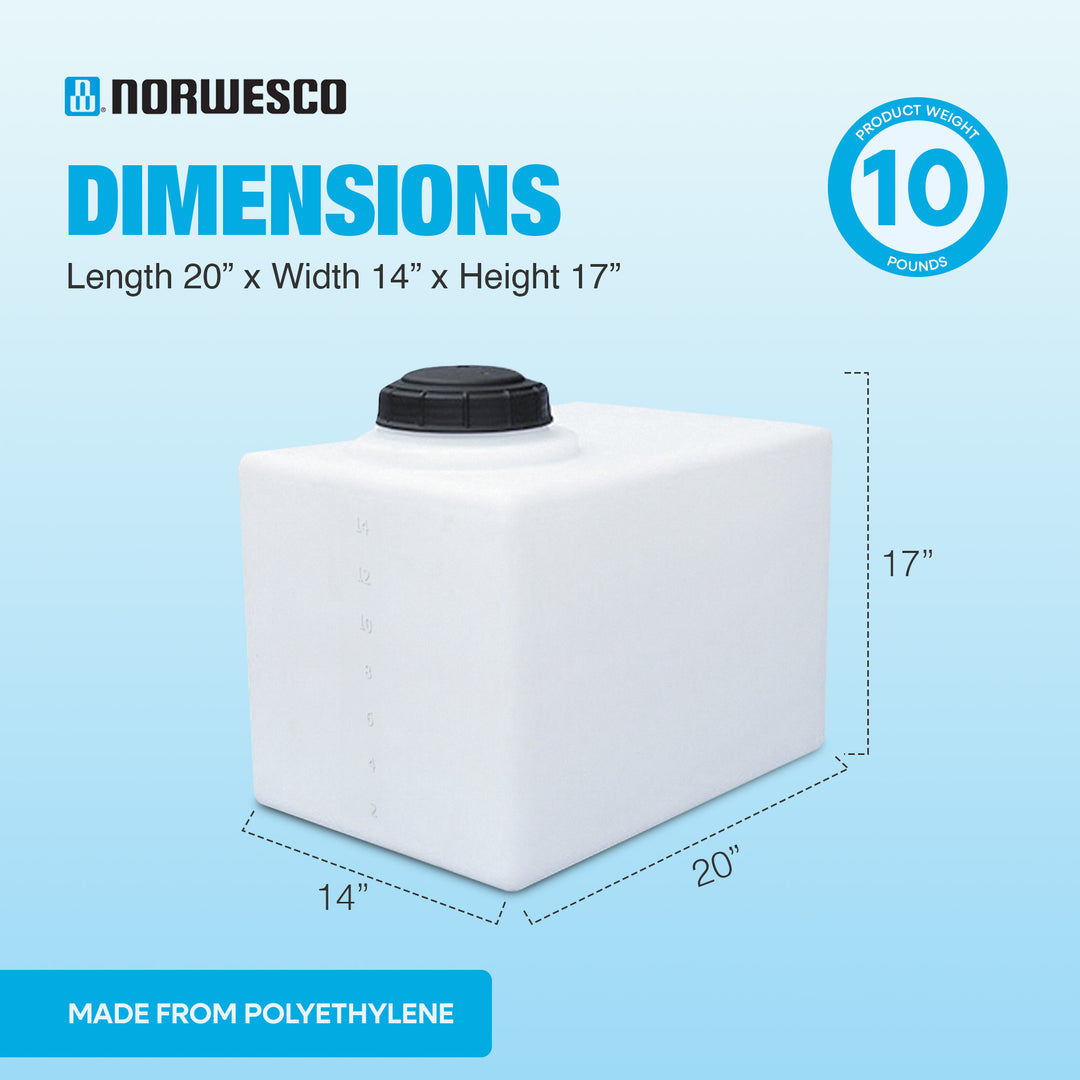 Norwesco Flat Bottom Utility Tank for Trailers and Lawn Care, 16 Gallon, White - VMInnovations