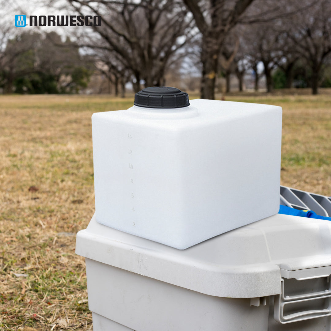 Norwesco Flat Bottom Utility Tank for Trailers and Lawn Care, 16 Gallon, White - VMInnovations