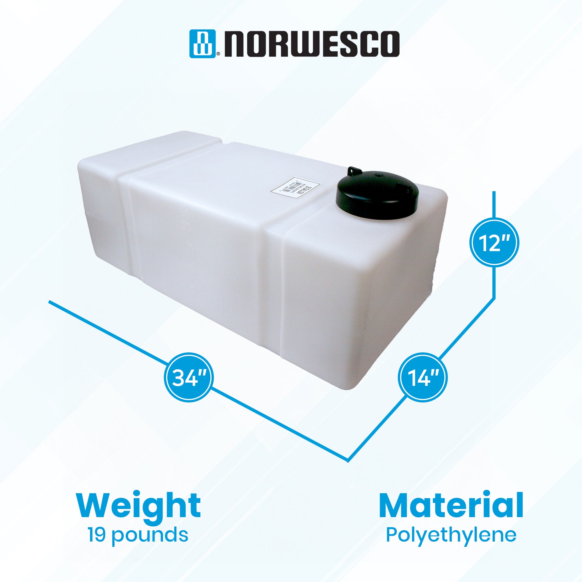 Norwesco 25 Gallon Rectangular Flat Bottom Utility Tank for Lawn Care, White