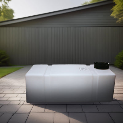 Norwesco 25 Gallon Rectangular Flat Bottom Utility Tank for Lawn Care, White