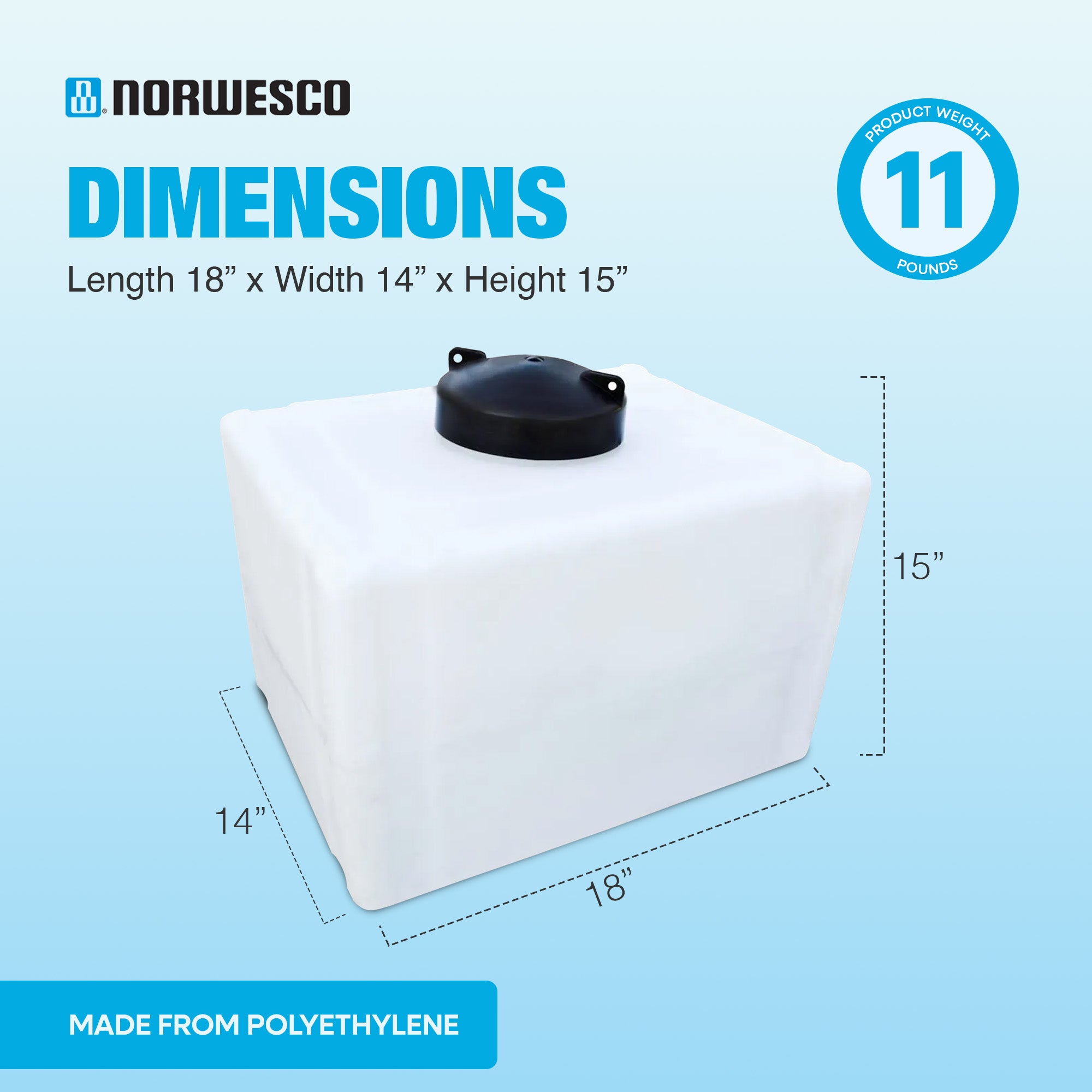 Norwesco 12 Gallon Total Drain Tank for Agriculture, Patio, Lawn, and Garden