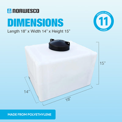 Norwesco 12 Gallon Total Drain Tank for Agriculture, Patio, Lawn, and Garden