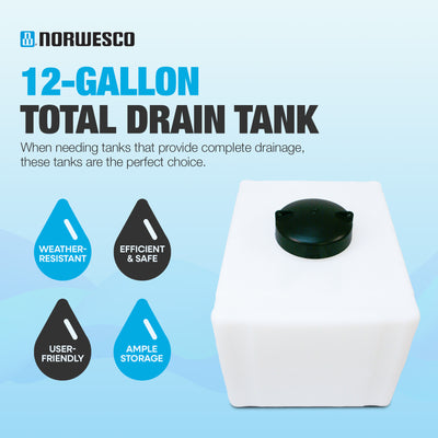 Norwesco 12 Gallon Total Drain Tank for Agriculture, Patio, Lawn, and Garden