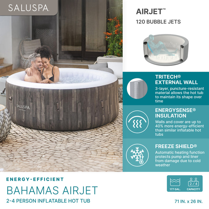 Bestway SaluSpa Bahamas AirJet Inflatable Outdoor Hot Tub with EnergySense Cover