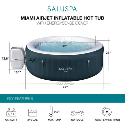 Bestway Miami AirJet 4-6 Person Inflatable Spa w/ EnergySense Cover (Open Box) - VMInnovations