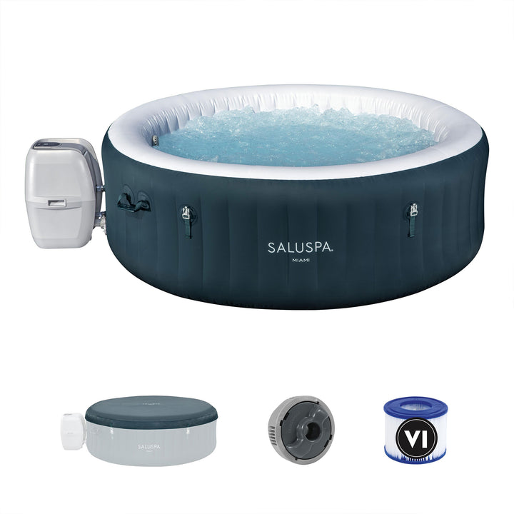 Bestway SaluSpa Miami AirJet 4-6 Person Inflatable Hot Tub w/ EnergySense Cover