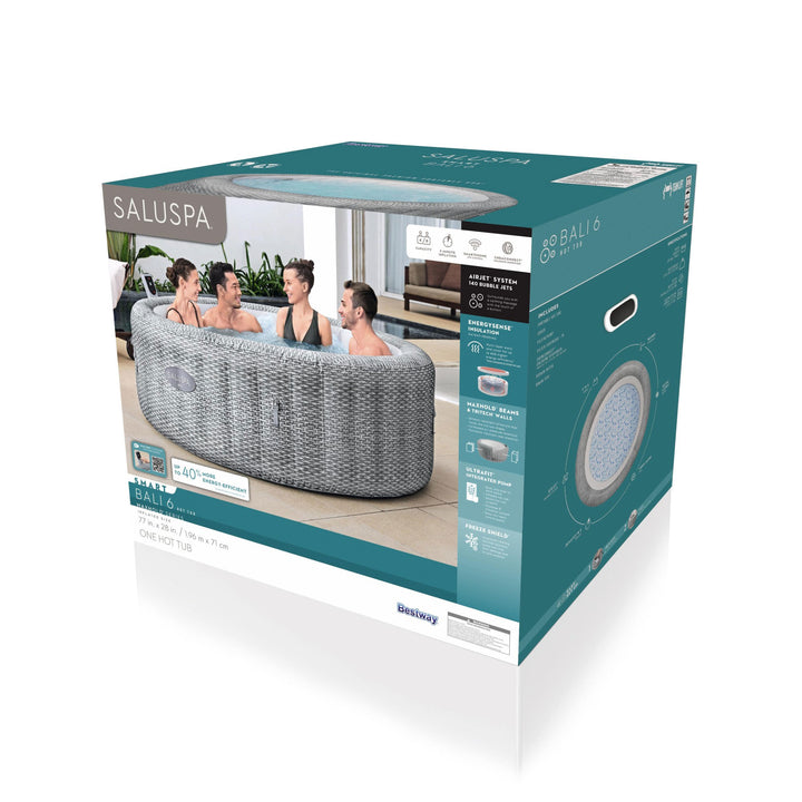 Bestway Bali Smart AirJet Inflatable Spa w/ EnergySense Cover, Gray (Open Box)