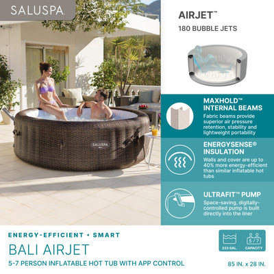 Bestway SaluSpa Bali Smart AirJet Inflatable Hot Tub w/ EnergySense Cover (Used)