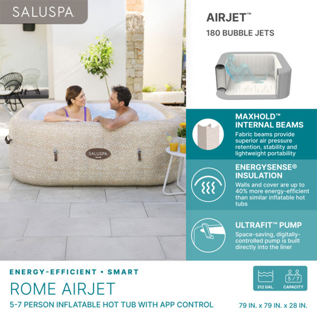 Bestway SaluSpa Smart AirJet Inflatable Hot Tub w/EnergySense Cover (Open Box)