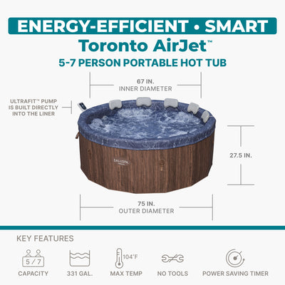 Bestway Toronto 5-7 Person Energy-Efficient AirJet Hot Tub, App (Open Box)