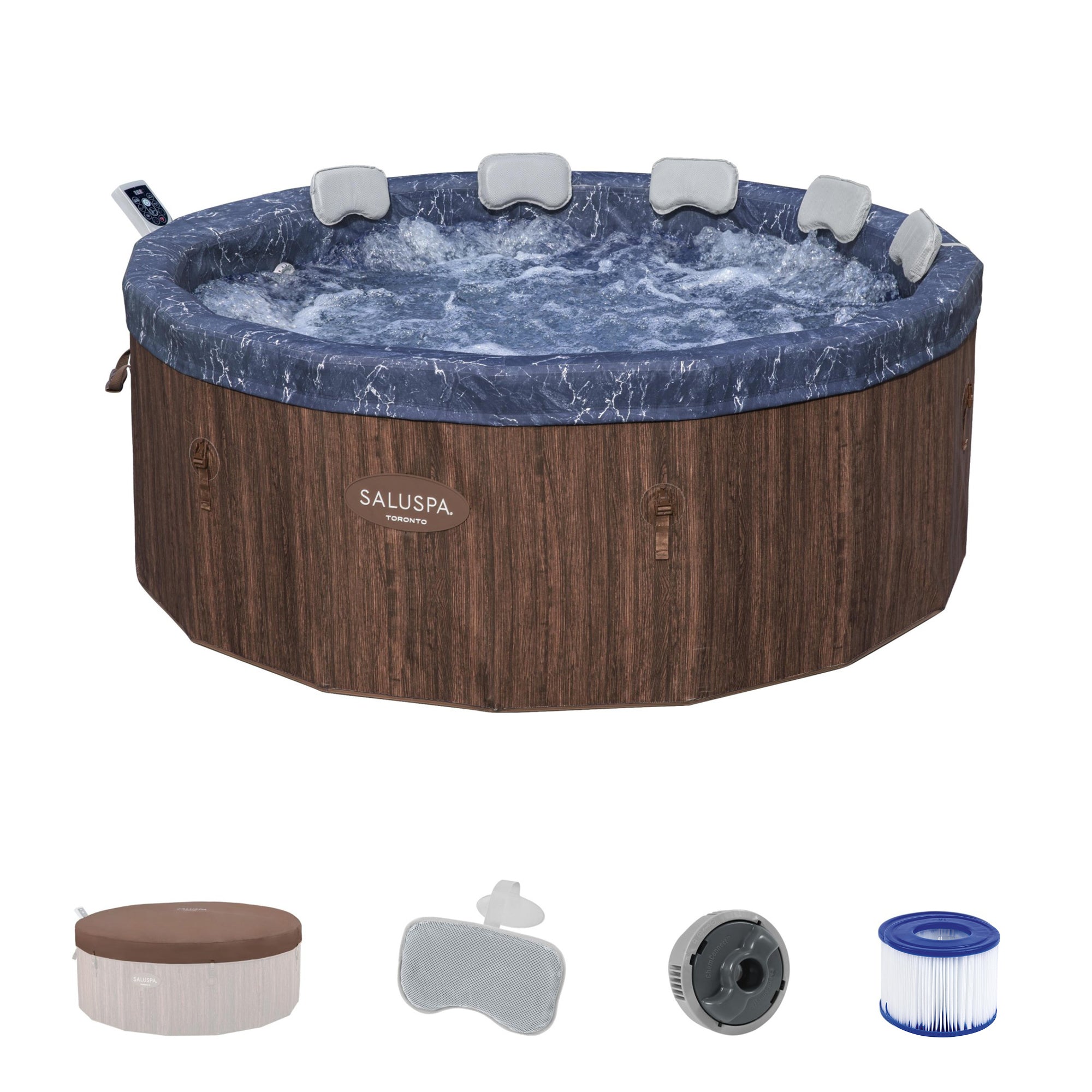 Bestway SaluSpa Toronto 5-7 Person Energy-Efficient AirJet Foam Hot Tub, Brown - VMInnovations