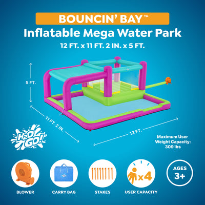 Bestway Bouncin'Bay Kids Inflatable Mega Water Park Outdoor Splash Pool(Open Box