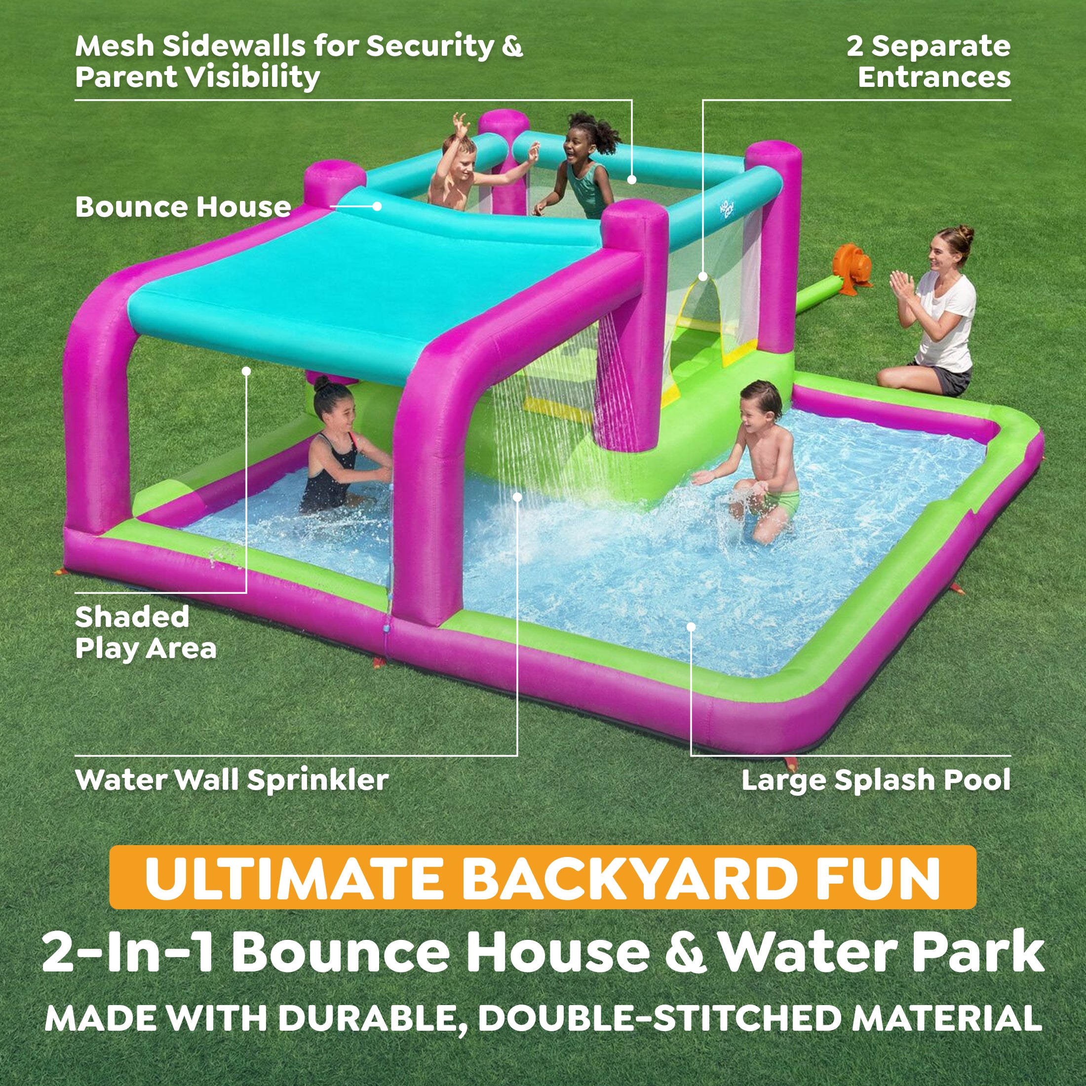 Bestway Bouncin'Bay Kids Inflatable Mega Water Park Outdoor Splash Pool(Open Box