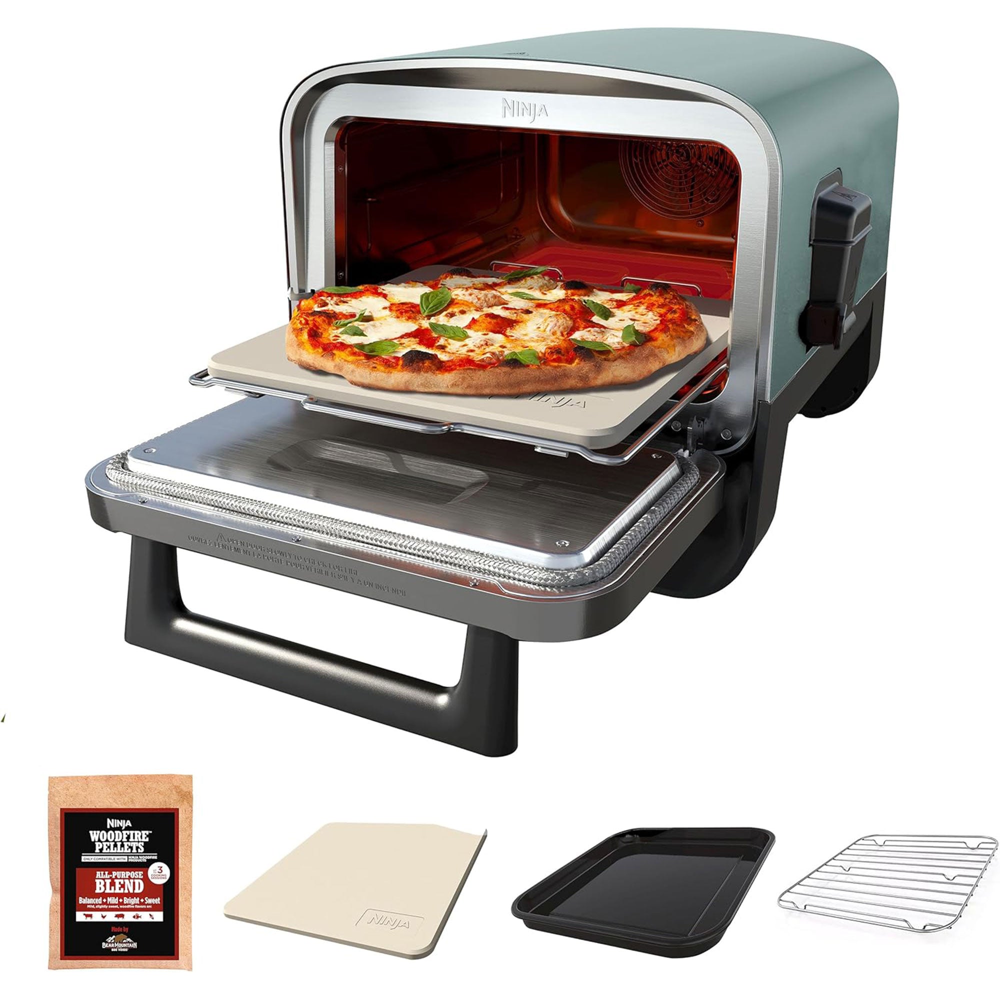 Ninja 8-in-1 Electric Programmable Woodfire Pizza Oven w/Timer, Pine (Open Box) - VMInnovations