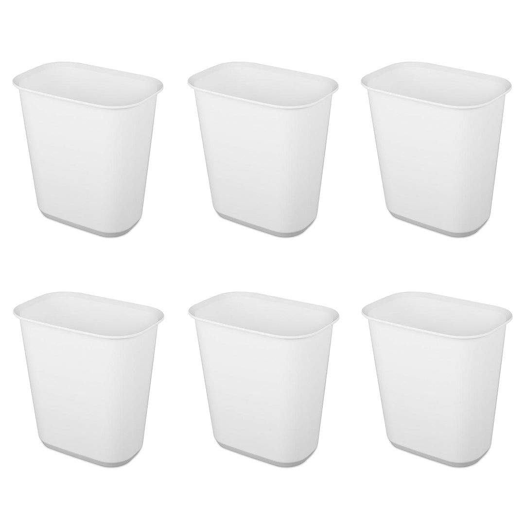 Sterilite Rectangular Wastebasket 5.5 Gallon Open Top Trash Bin, 6 Pack, White