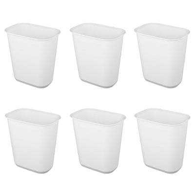 Sterilite Rectangular Wastebasket 5.5 Gallon Open Top Trash Bin, 6 Pack, White - VMInnovations