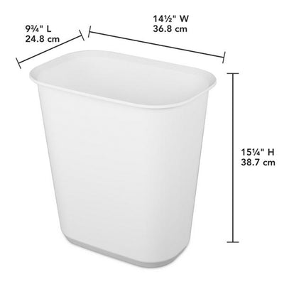 Sterilite Rectangular Wastebasket 5.5 Gallon Open Top Trash Bin, 6 Pack, White - VMInnovations
