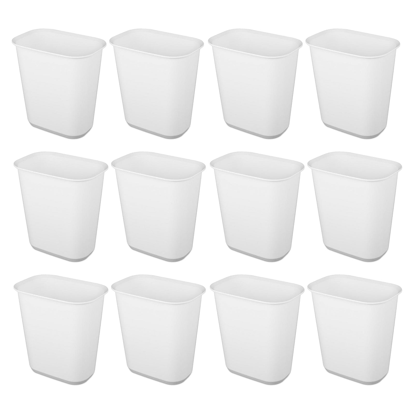 Sterilite Rectangular Wastebasket 5.5 Gallon Open Top Trash Bin, 12 Pack, White - VMInnovations