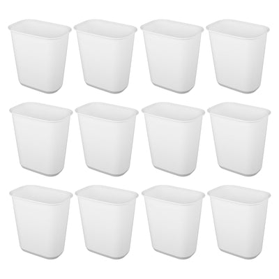 Sterilite Rectangular Wastebasket 5.5 Gallon Open Top Trash Bin, 12 Pack, White - VMInnovations