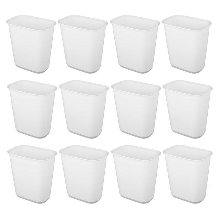 Sterilite Rectangular Wastebasket 5.5 Gallon Open Top Trash Bin, 12 Pack, White