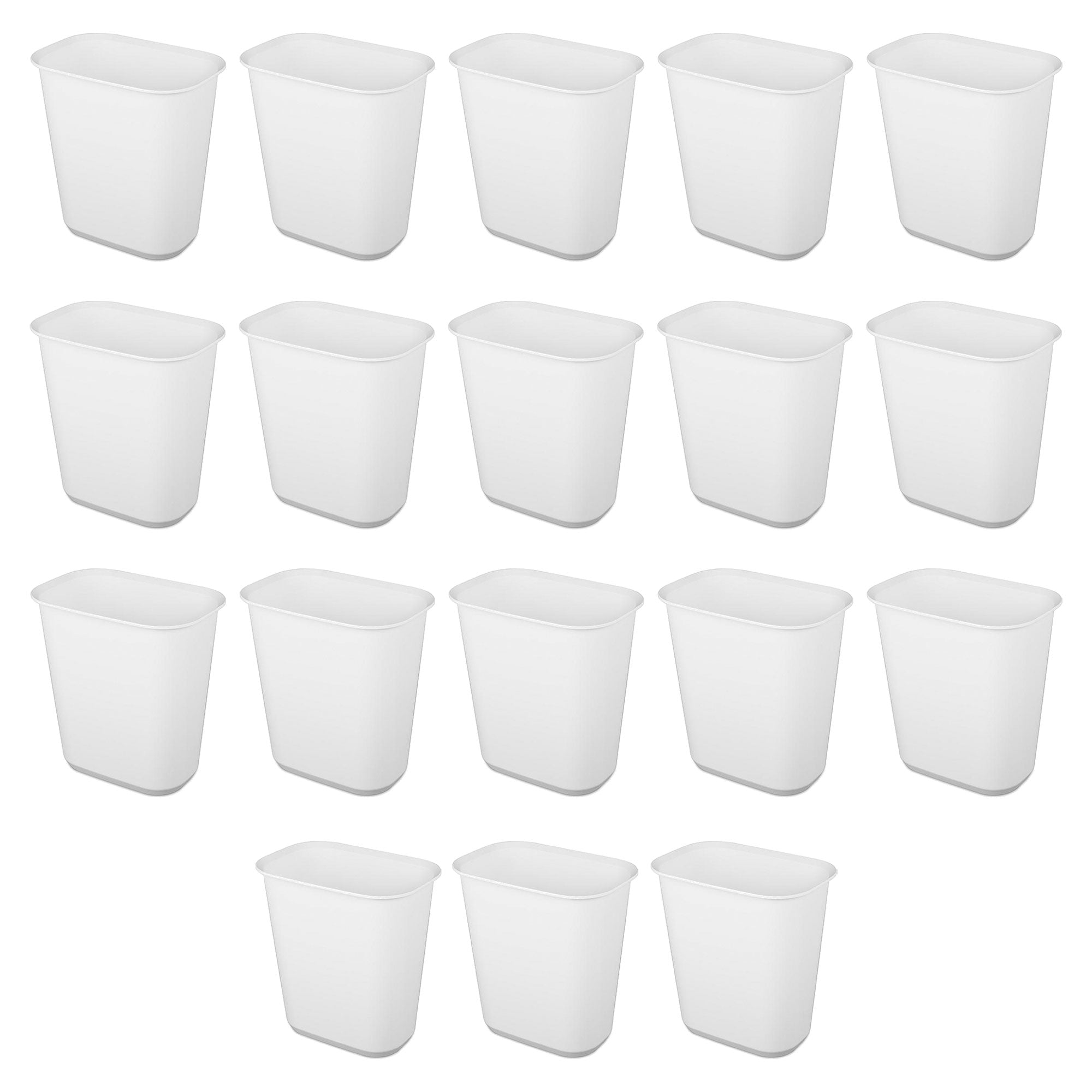 Sterilite Rectangular Wastebasket 5.5 Gallon Open Top Trash Bin, 18 Pack, White - VMInnovations