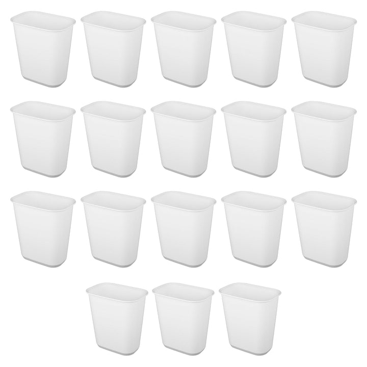 Sterilite Rectangular Wastebasket 5.5 Gallon Open Top Trash Bin, 18 Pack, White
