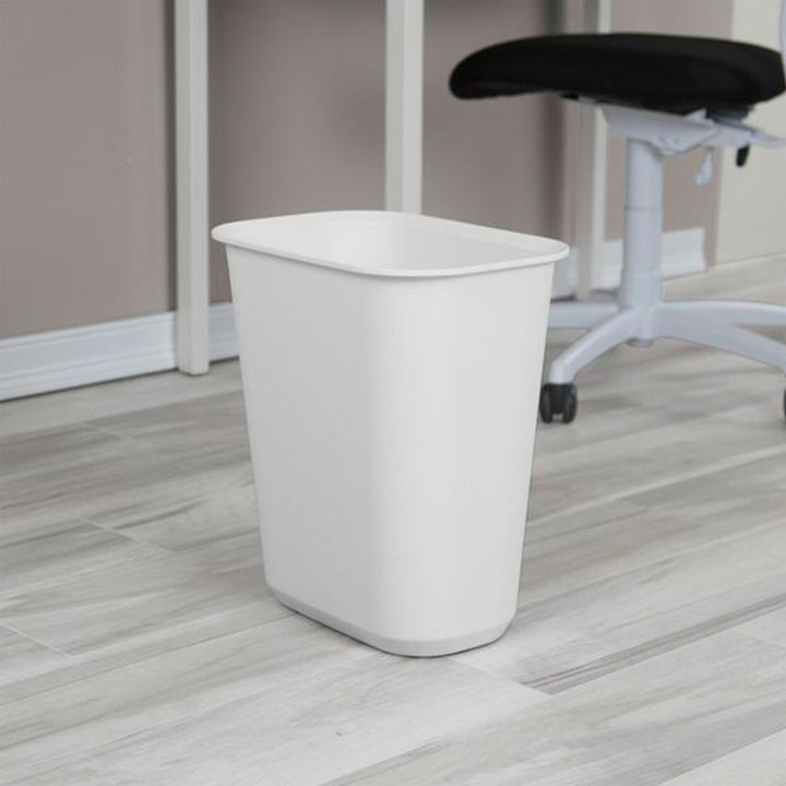 Sterilite Rectangular Wastebasket 5.5 Gallon Open Top Trash Bin, 18 Pack, White