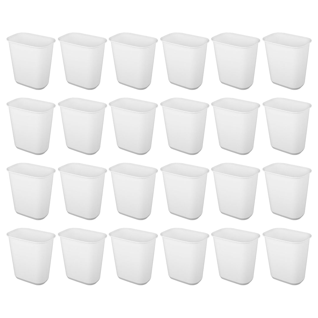 Sterilite Rectangular Wastebasket 5.5 Gallon Open Top Trash Bin, 24 Pack, White