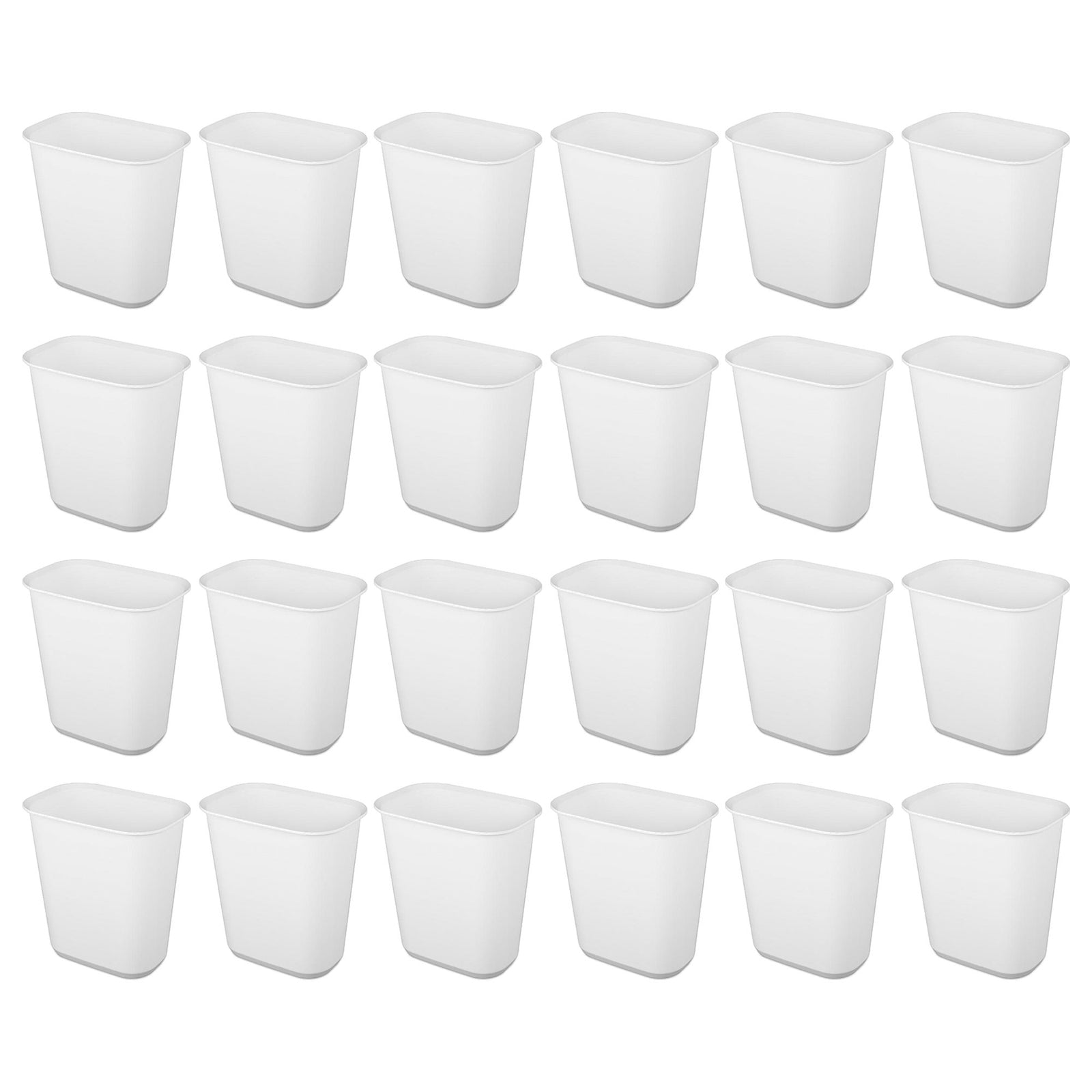 Sterilite Rectangular Wastebasket 5.5 Gallon Open Top Trash Bin, 24 Pack, White - VMInnovations