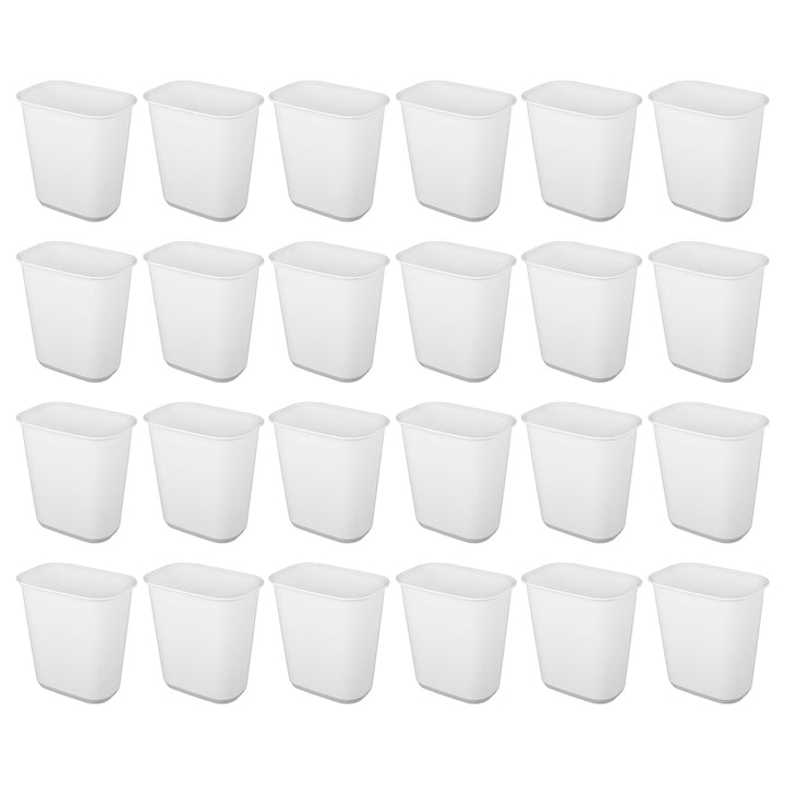 Sterilite Rectangular Wastebasket 5.5 Gallon Open Top Trash Bin, 24 Pack, White