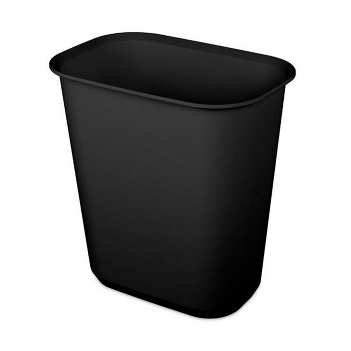 Sterilite Rectangular Wastebasket 5.5 Gallon Open Top Trash Bin, 6 Pack, Black